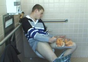 Christian Strokes Cock In Toilet