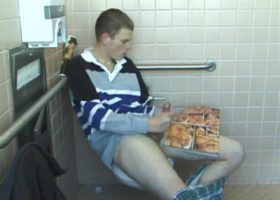 Christian Strokes Cock In Toilet